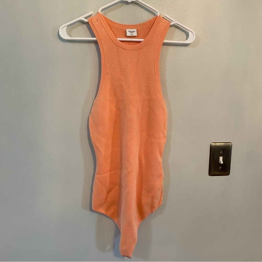 Abercrombie & Fitch orange knit racerback bodysuit medium